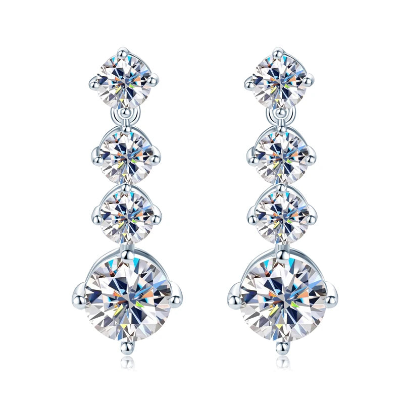 Lnngy Certified D2.00CT Moissanite Drop Earring With GRA 925 Sterling Silver Pendant Earrings for Couples Wedding Jewelry Gift