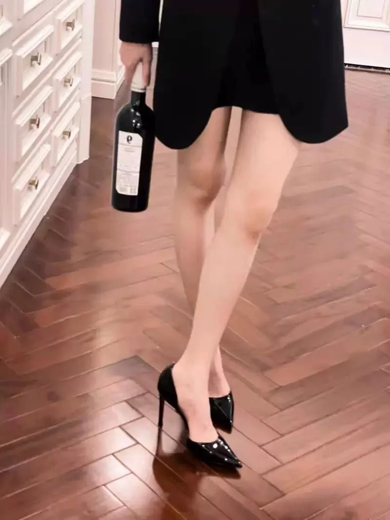 Women's heels 2025 Leather Luxury Pumps Red Bottom High Heels Pointed Toe High Heels Elegant Stiletto Party Ladies Shoes Woman