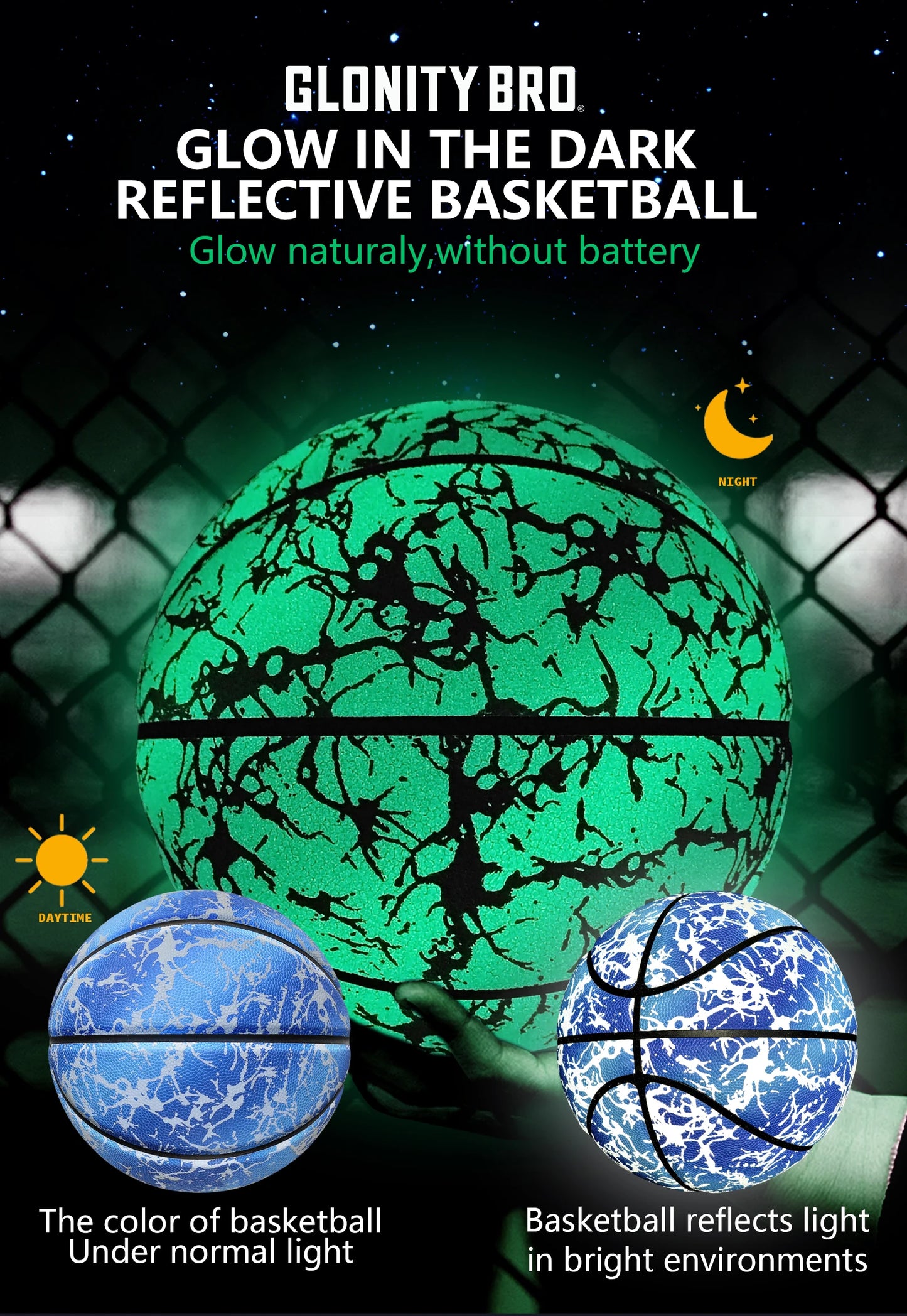 Night Use Composite Leather Luminous Size 5 6 7 Basketball For Boys&Girls-Night Ball Game,Glow In The Dark,In&Outdoor Training
