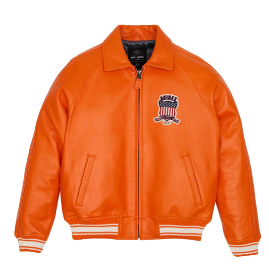 AVIREX  new listing leather flight suit jacket French sheepskin men's fat plus size loose version of the casual spring coat
