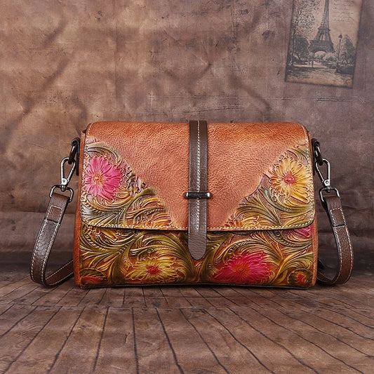 MOTAORA Women Shoulder Bag Genuine Leather Handbag Female Luxury Handmade Embossed Vintage Flap Bag High Quality Messenger Bags