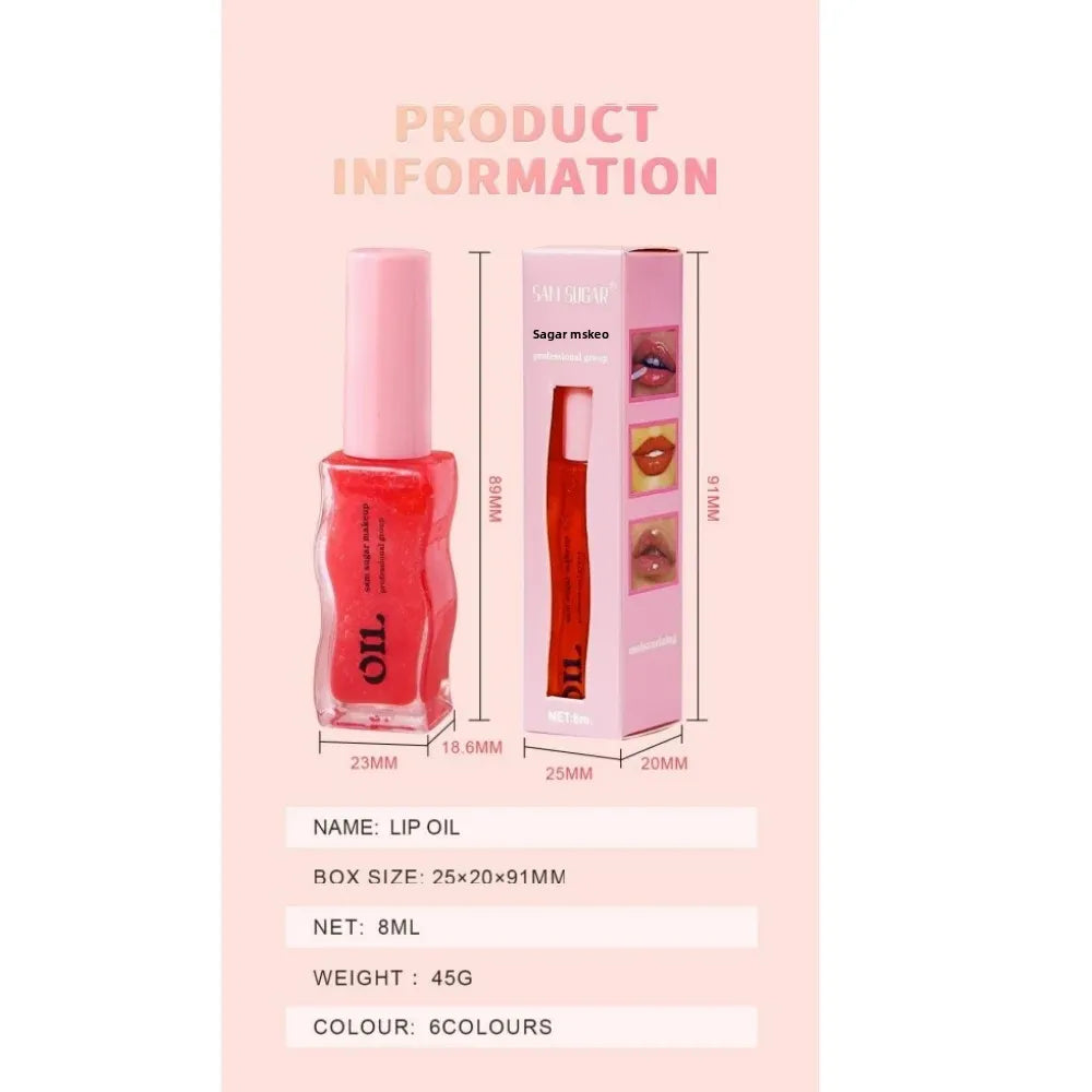 SAM SUGAR Honey Infused Hydrating Lip Oil 8ml Long Lasting Moisturizing Liquid Lip Gloss 6 Colors Temperature Makeup Cosmetics