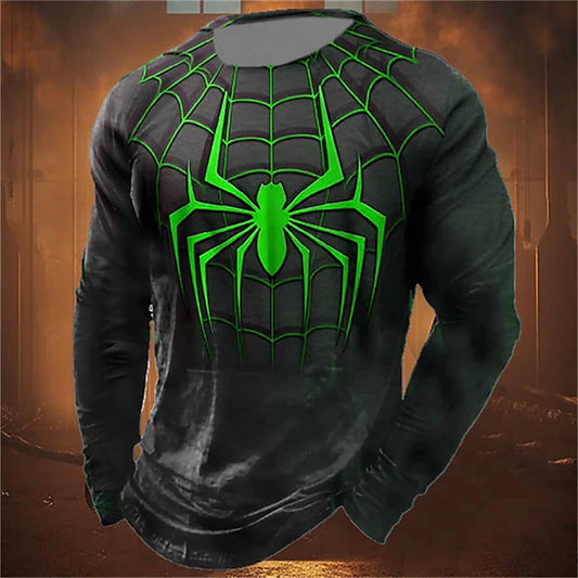 Fashion Spider 3D Print Men O-Neck T-shirt Casual Streetwear Long Sleeve Oversized T Shirts Fashion Tops Trend Men Clothing