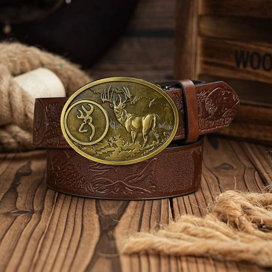 A casual, individual and retro belt, Western-style clothing accessory, metal buckle, PU belt, suitable for both men and women