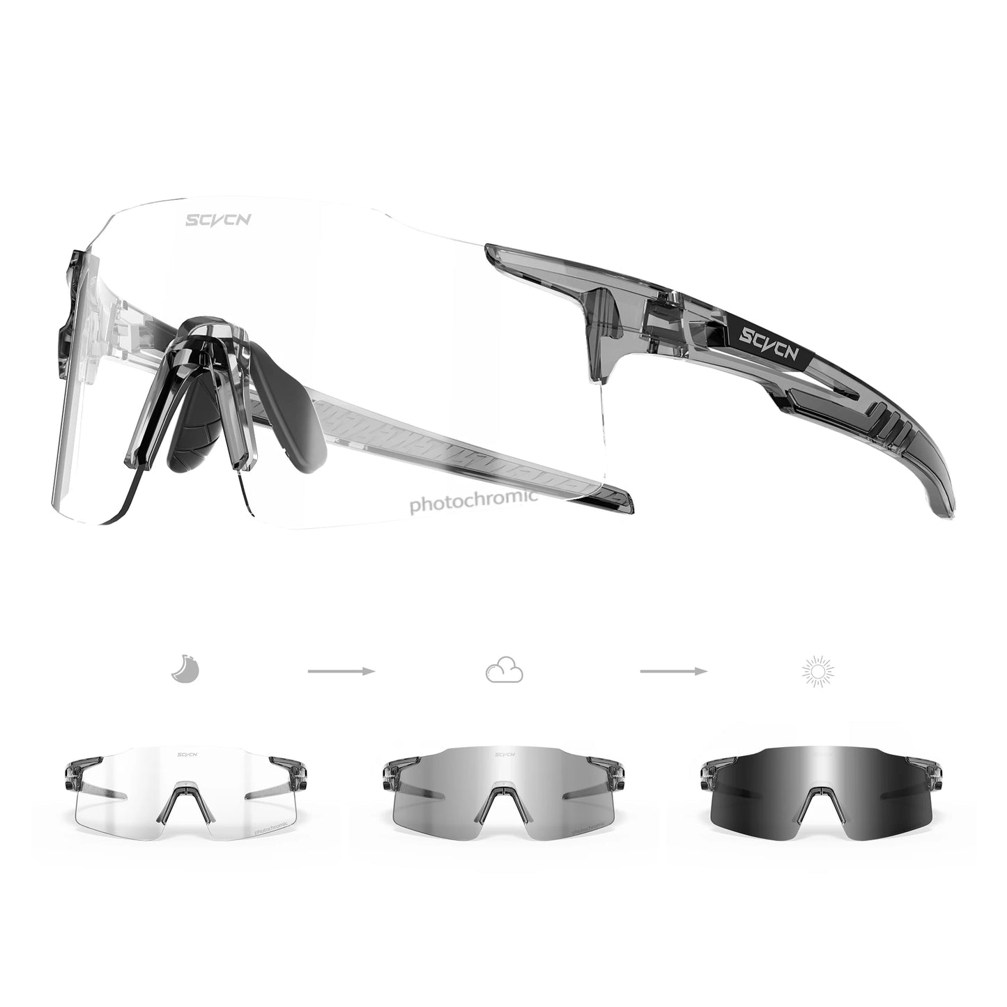 SCVCN New Photochromic Bike Driving Cycling Eyewear Outdoor Road Sunglasses Men Women Sports Glasses MTB UV400 Riding Goggles