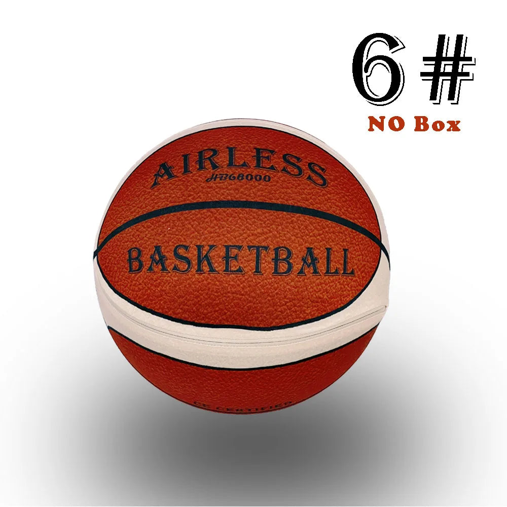 Silent Basketball Size 7#(29.5")6#/5# Dribbling Indoor Grooved Airless Foam Basketball Quiet Dribbling Training Silent Ball Hoop