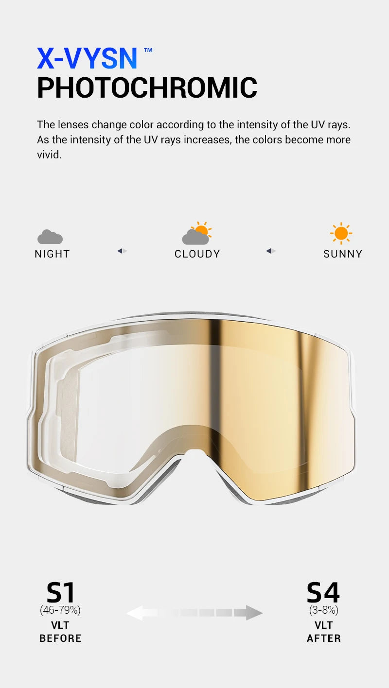 KAPVOE New Photochromic Outdoor Sport Ski Snowboard Goggle Men UV400 Protection Women Glasses Magnetic Attraction Skiing Goggles