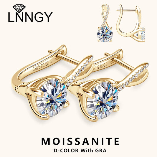 Lnngy ohrringe silber 925 Sterling Silver Hoop Earring GRA Certified 8MM 2ct Moissanite Infinity Earring For Women Daily Jewelry