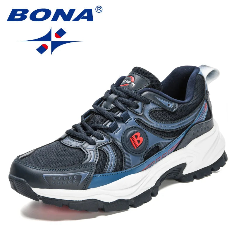 أحذية ركض شبكية جلدية جديدة من BONA للرجال، أحذية جري قابلة للتنفس، أحذية رياضية للمشي، أحذية رياضية رياضية