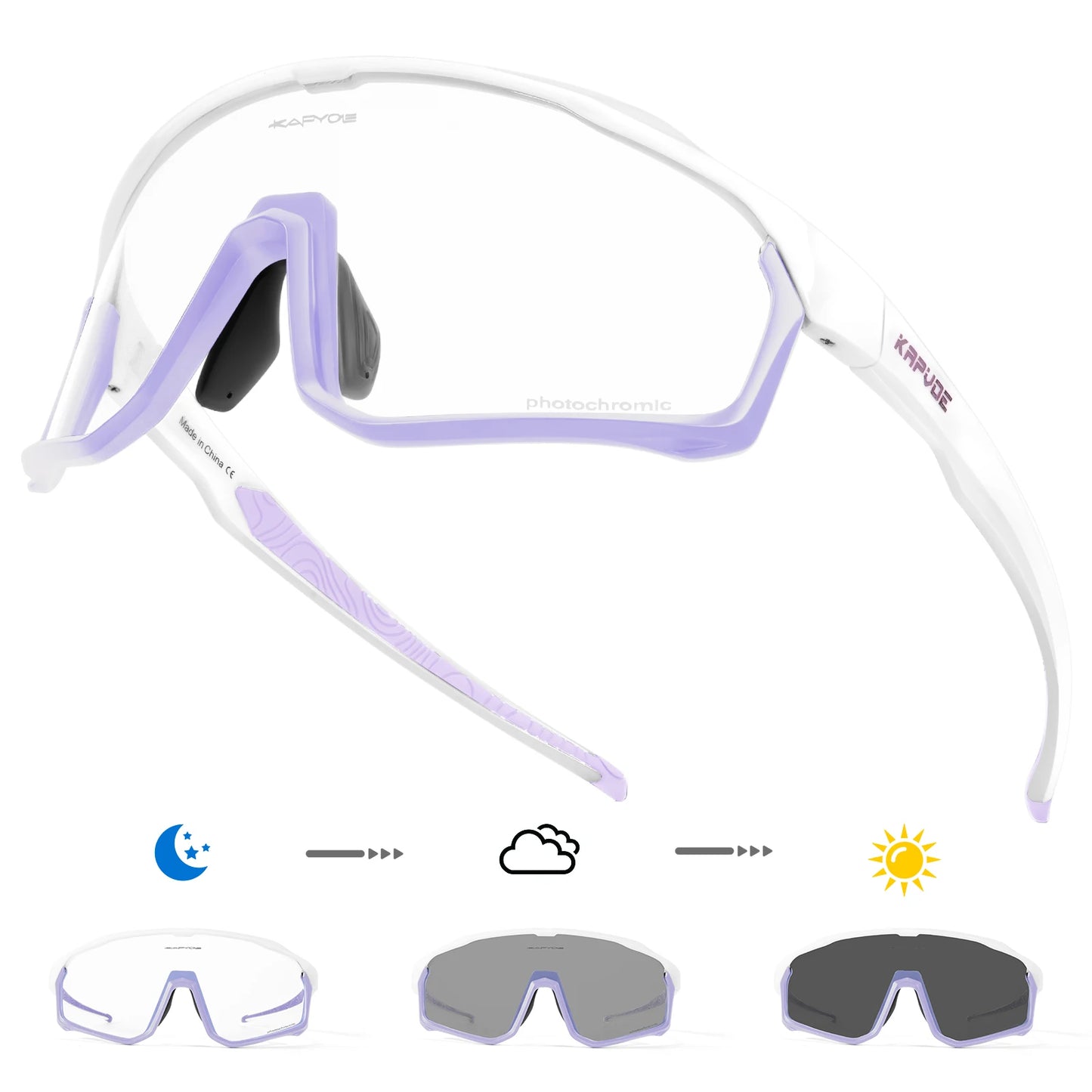 Kapvoe Photochromic Cycling Sunglasses for Men Women Bike Glasses Riding Driving UV400 Mountain Bicycle Goggles Eyewear Sports