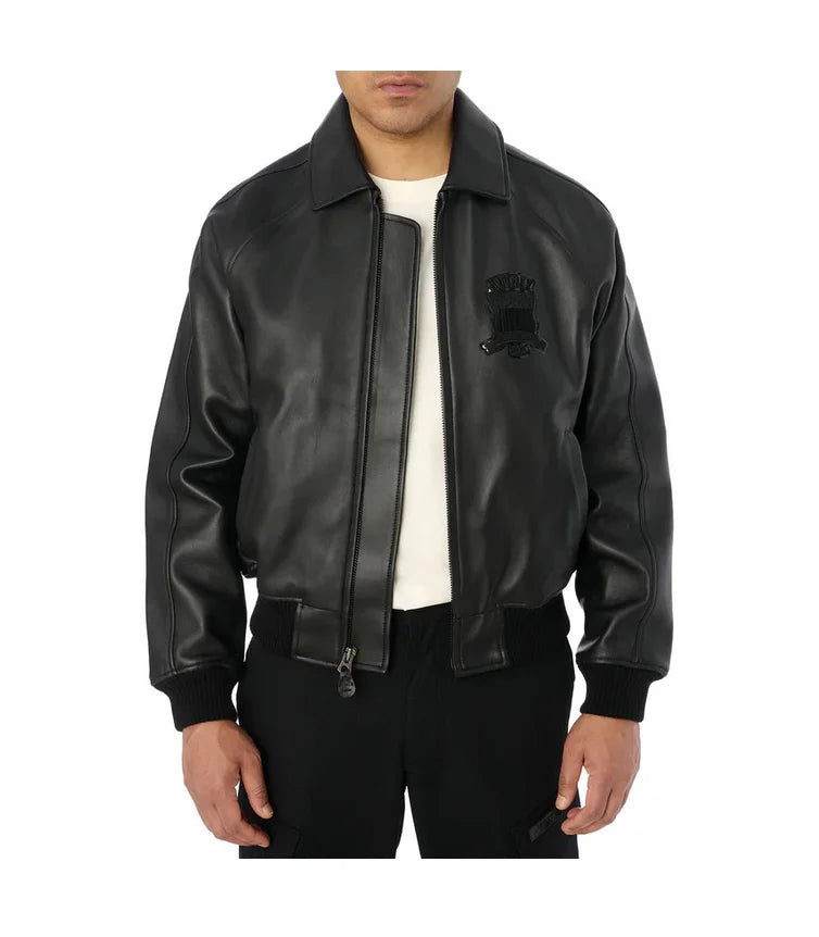 Avirex Fall New Listing Original Men's Casual Iconic Military Bomber Jacket US Size European Antique Sheepskin Coat Black Top