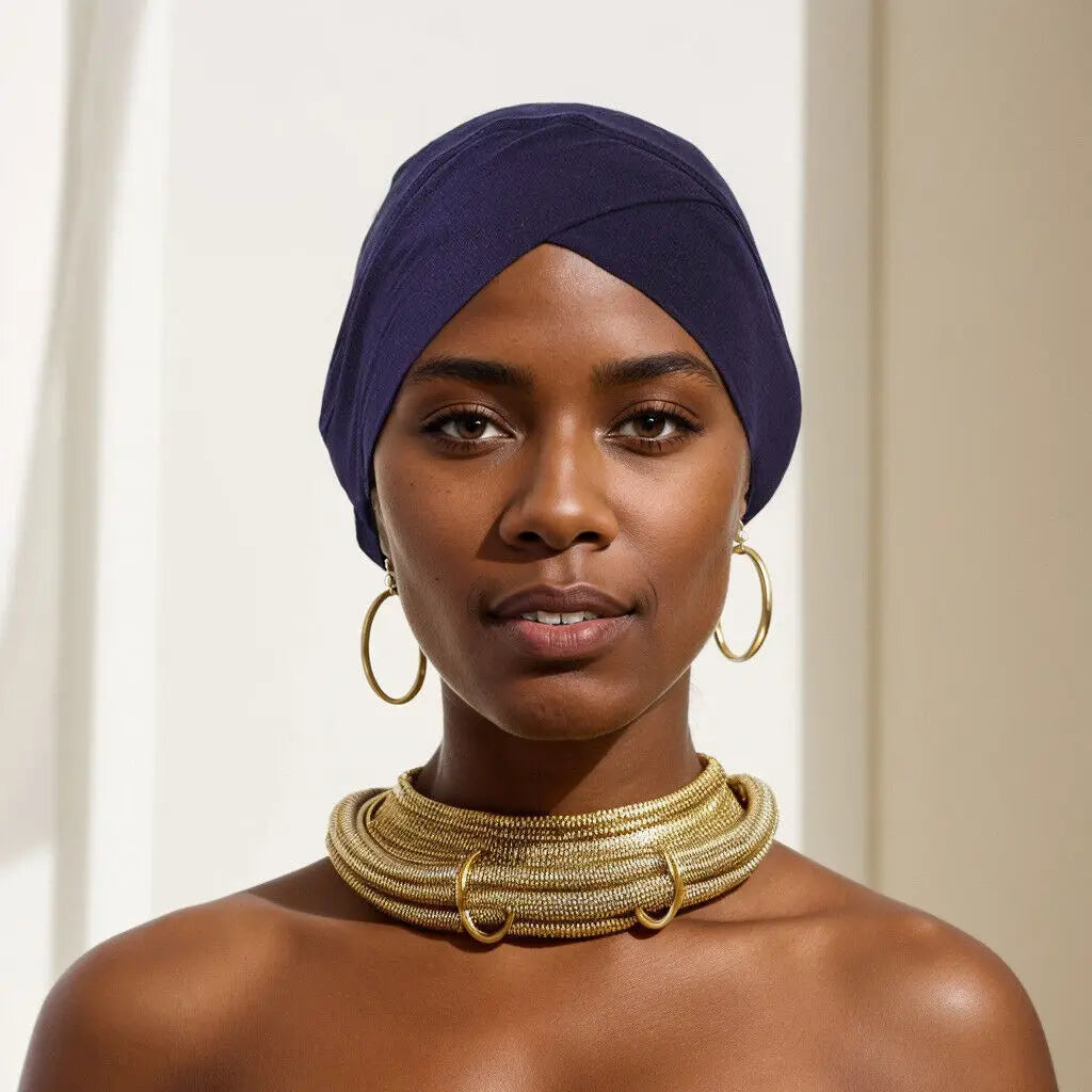 Women Stretchy Turban Modal Jersey Inner Hijab Muslim Hat Solid Color Tube Cap Islamic Under Scarf Headwrap Bonnet Arab Headband