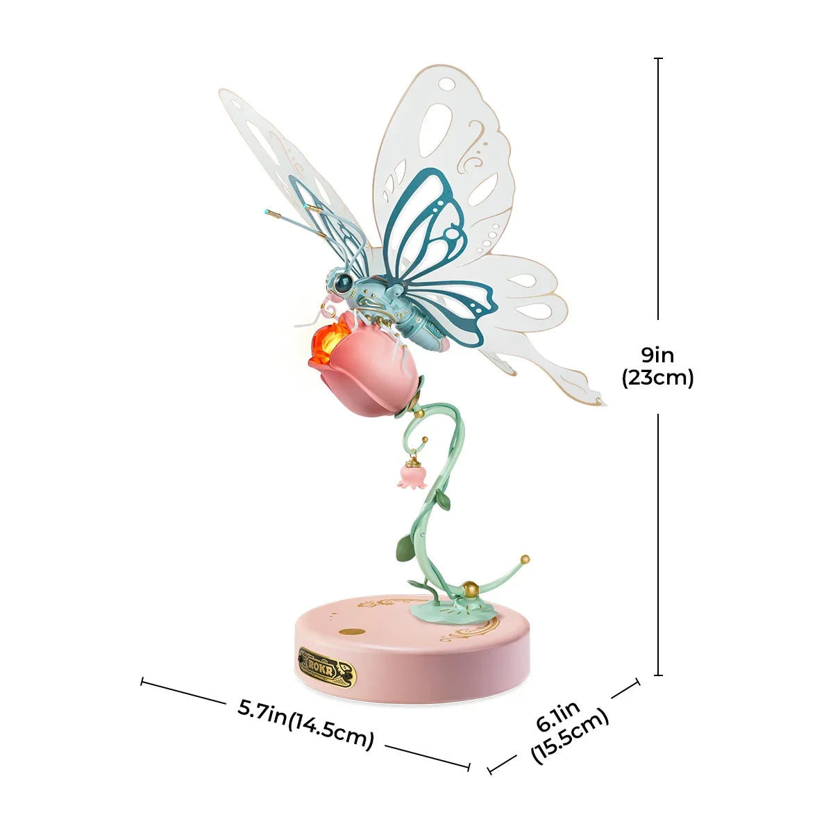Robotime Rokr 3D Metal Puzzle Butterfly with LED Light of Industrial-style Building Block gift for Kids