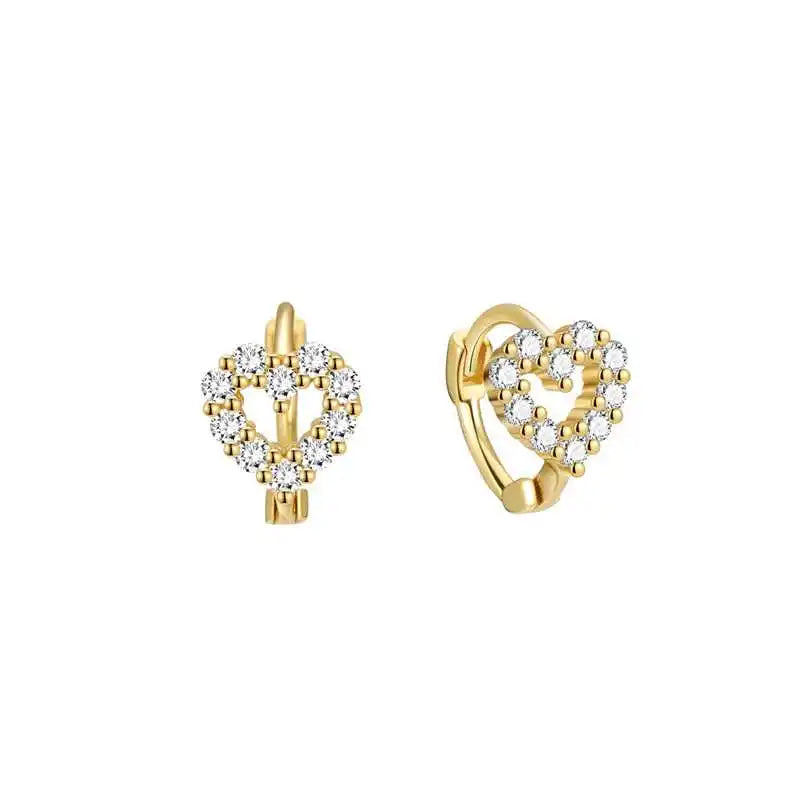 Lnngy Cute Hollow Heart Moissanite Hoop Earring For Women 925 Sterling Silver Shiny Stud Earrings Fashion Ear Buckle Jewelry