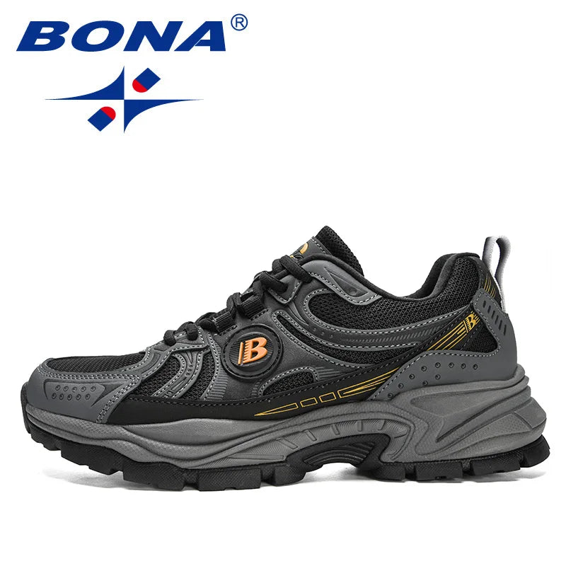 أحذية ركض شبكية جلدية جديدة من BONA للرجال، أحذية جري قابلة للتنفس، أحذية رياضية للمشي، أحذية رياضية رياضية