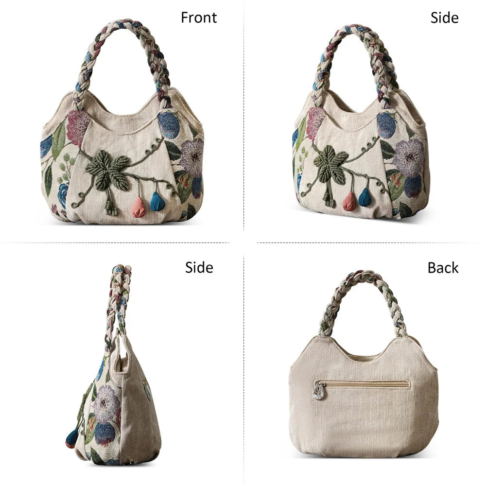 MOTAORA Women Handbags Vintage Canvas Bag Ladies Canvas Handbag Casual 2025 Woven Small Handbag Fabric Gout Craft Female Handbag