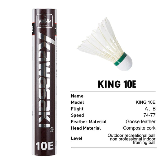 Kawasaki Badminton Shuttlecock King 10E Goose Feather Shuttlecock Training Sports Speed 76 77 Badminton Ball
