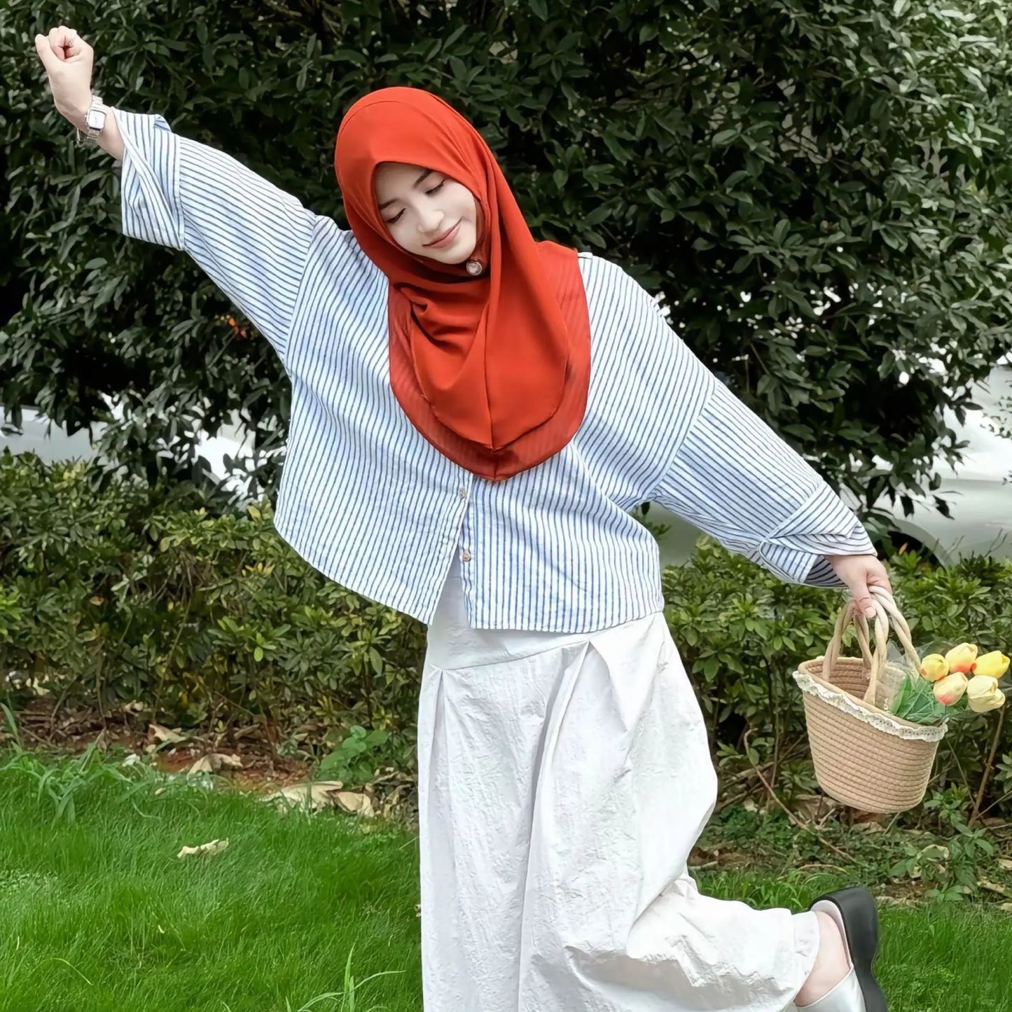 Double Layer Chiffon Turban for Women Muslim Hijab Malaysian Headwear Cap One Piece Amira Islamic Shawl Arab Headband Scarf