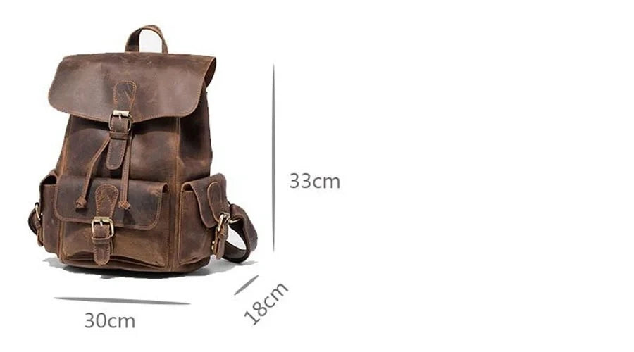 Crazy Horse Leather Shoulder Bag Retro Handmade Ladies Backpack Shoulder Diagonal Travel College School Bags For Teenage Girls