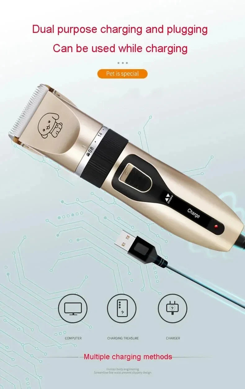 Dog Clipper Dog Hair Clippers Grooming (Pet/Cat/Dog/Rabbit) Haircut Trimmer Shaver Set Pets Cordless Rechargeable Professional