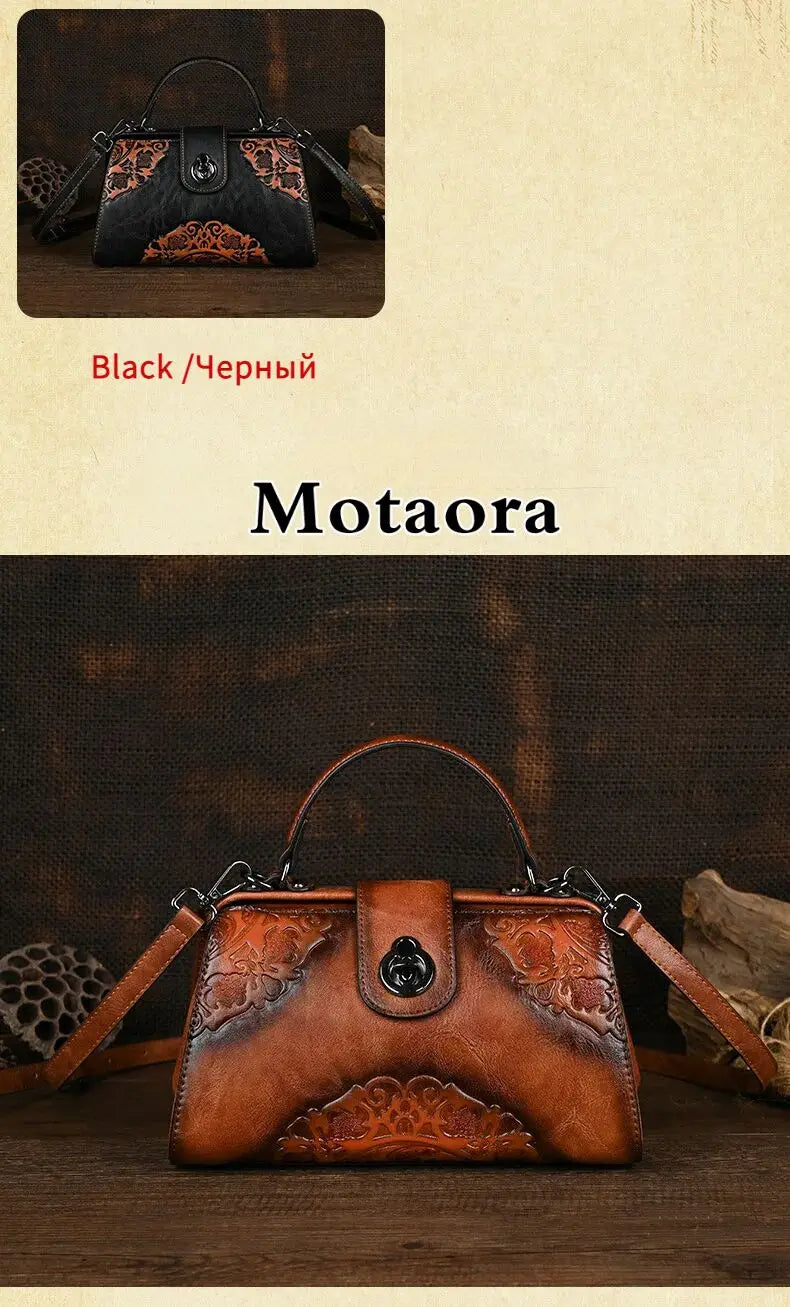 MOTAORA Vintage Embossed Handmade Designer Women's Leather Shoulder & Crossbody Bag Luxury Female Purse 2025 NEW