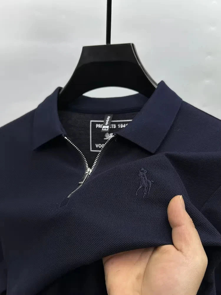 High end brand embroidered men's short sleeve half zip polo shirt short sleeve summer breathable business casual Paul T-shirt