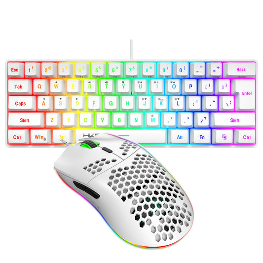 مجموعة لوحة مفاتيح وماوس ميكانيكية مضيئة RGB مكونة من 61 مفتاحًا من HXSJ الأكثر مبيعًا لألعاب الكمبيوتر