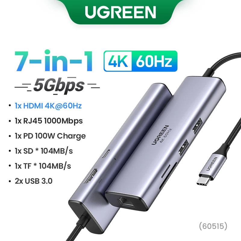 UGREEN USB C HUB 4K60Hz HDMI Adapter USB C to USB3.0 PD100W SD&TF for MacBook Pro Air Laptop Type C 3.1 Splitter Docking Station