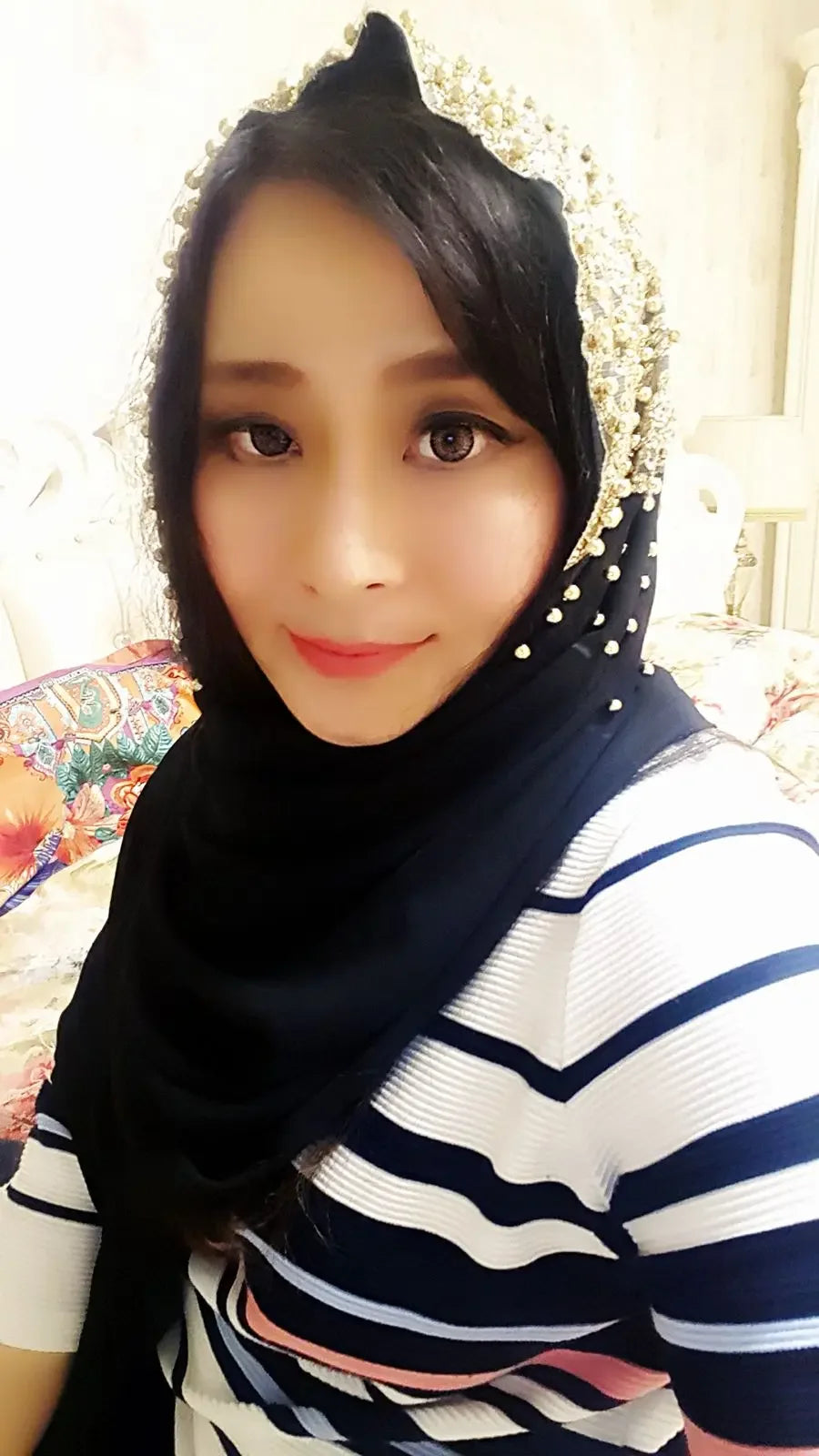 Dubai Women Bling Beaded Headscarf Long Scarf Cap Lace Scarves Muslim Wedding Wrap Shawls Hijab Islamic Turban