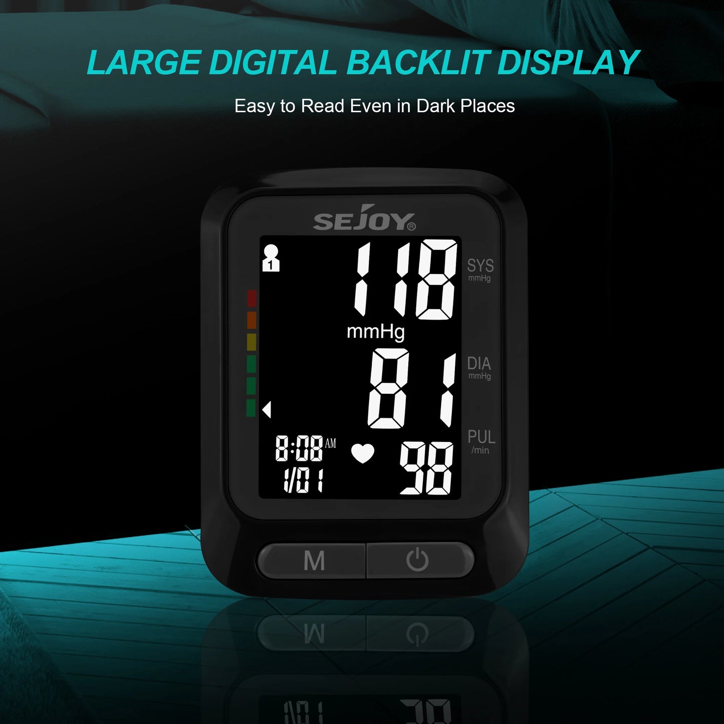 🩺 Sejoy Fully Automatic Wrist Blood Pressure Monitor,LED Display | 2 x 60 Memory | Home Use Sphygmomanometer