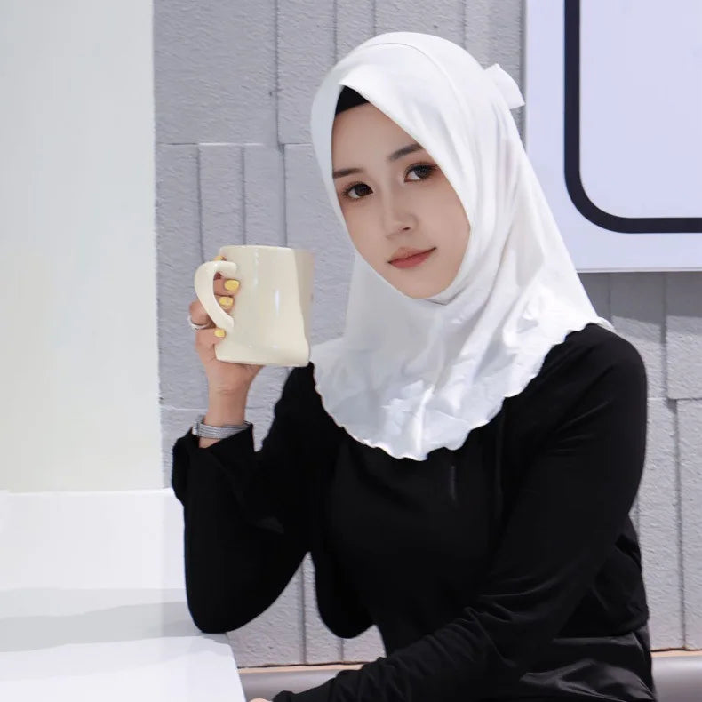 Muslim Elegant Girls Instant Hijab with Bowknot Islamic Women Turban Full Cover Scarves Shawl Arab One Piece Amira Head Wraps