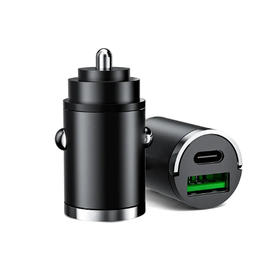 شاحن سيارة صغير مخفي مزود بحلقة سحب USB+TYPE C شاحن سريع مناسب لمجموعة متنوعة من أجهزة الهواتف المحمولة