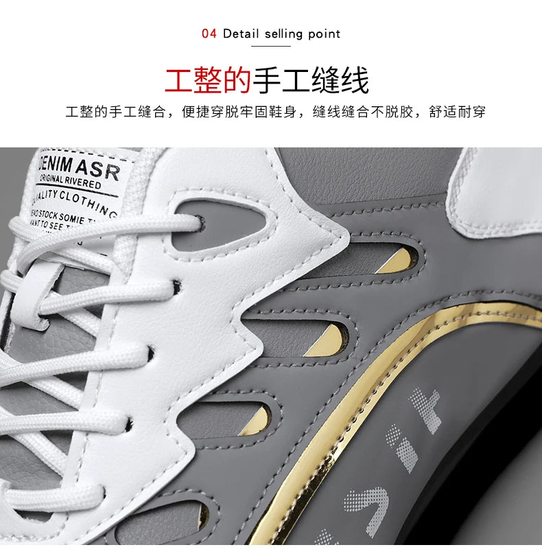 Luxury Men's Sneakers High Quality Leather Casual Shoes for Men Fashion All-match Sport Shoes Platform Comfor Men Running Shoes
