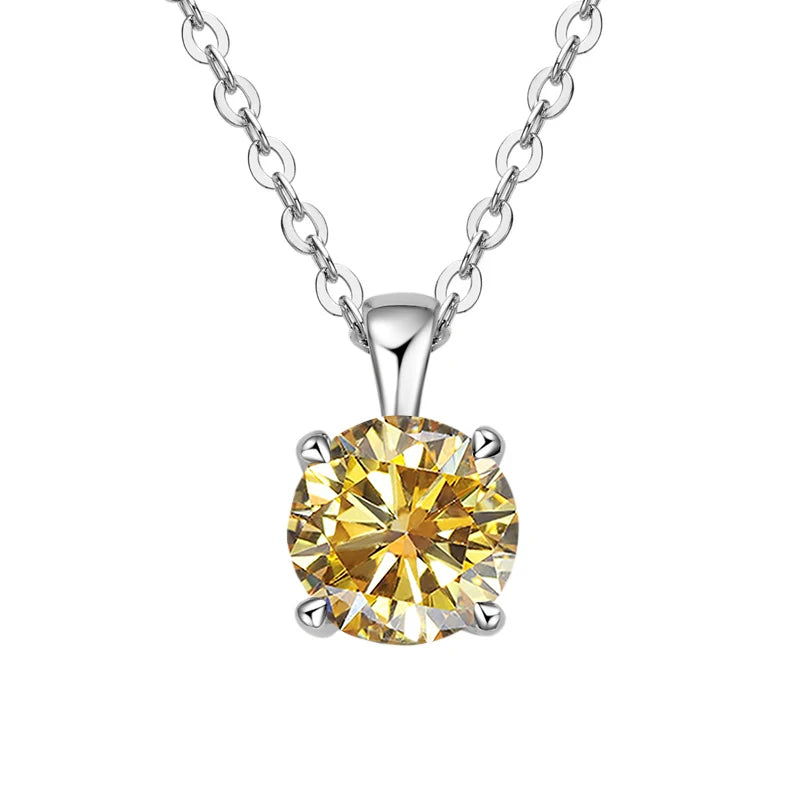 JoyceJelly Classic Four Prong 1ct Moissanite Necklace Women's 925 Sterling Silver Plated 18k Gold Pendant Luxury Fine Jewelry