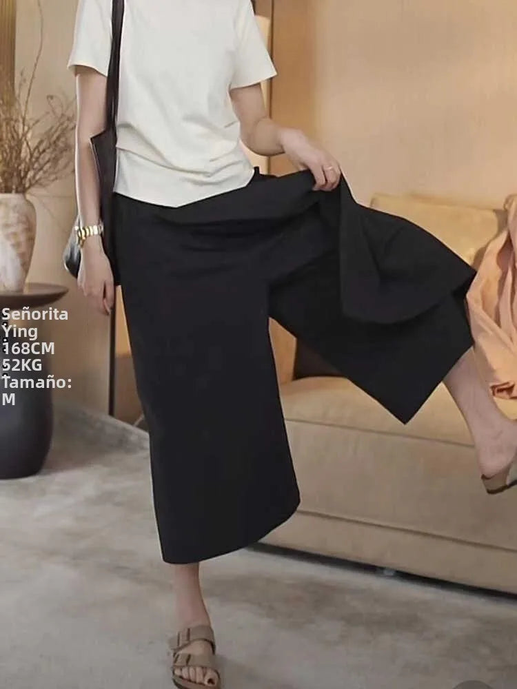 High Waist Wide Leg Pants Skirt Casual Loose plus Size Summer Trendy Slimming A-Line  Skirt Commute Sle Eighteen Pants