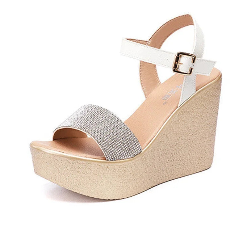 Women’s Luxury Rhinestone Super High Heel Sandals – Peep Toe, 11 cm Heel