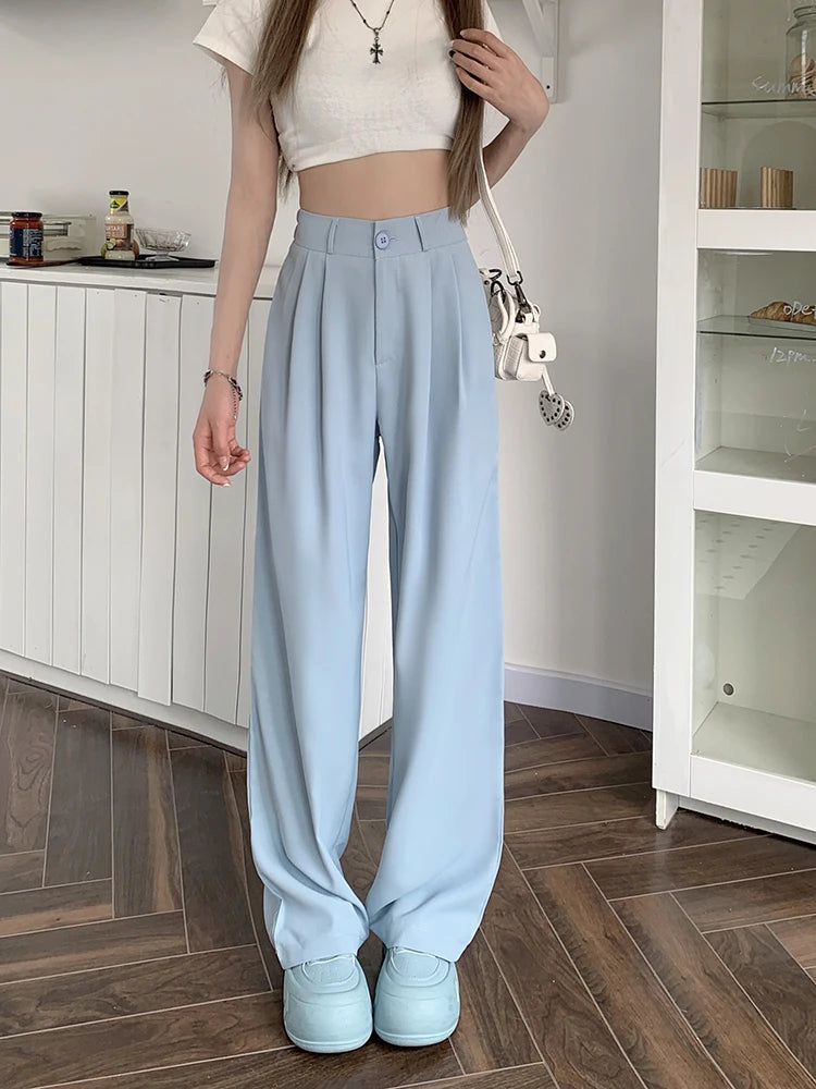 plus Size Women's Casual Wide Leg Pants High Waist Slimming Trousers Versatile Spring Faion Korean Sle Commute Pants