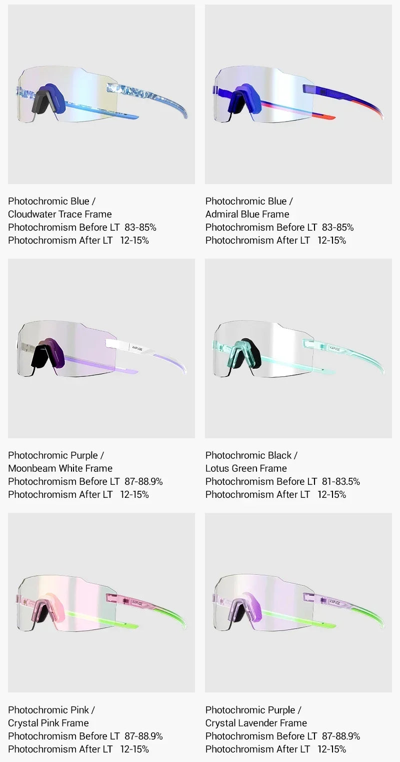 Kapvoe New Photochromic Sports Runnning Sunglasses Cycling Glasses Men Adjustable Nose Pad Women UV400 Hiking Bicycle Eyewear
