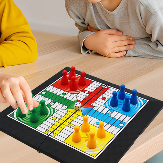 Board Game Ludo Set Parent Child Strategy Interaction with Foldable Board Travel Family Table Game for Kids Party/Social Game