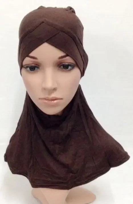Cotton Muslim Full Cover Cross Cap Amira Hijab Arab Headwear Islamic Headwear Hat Women Modal Turban