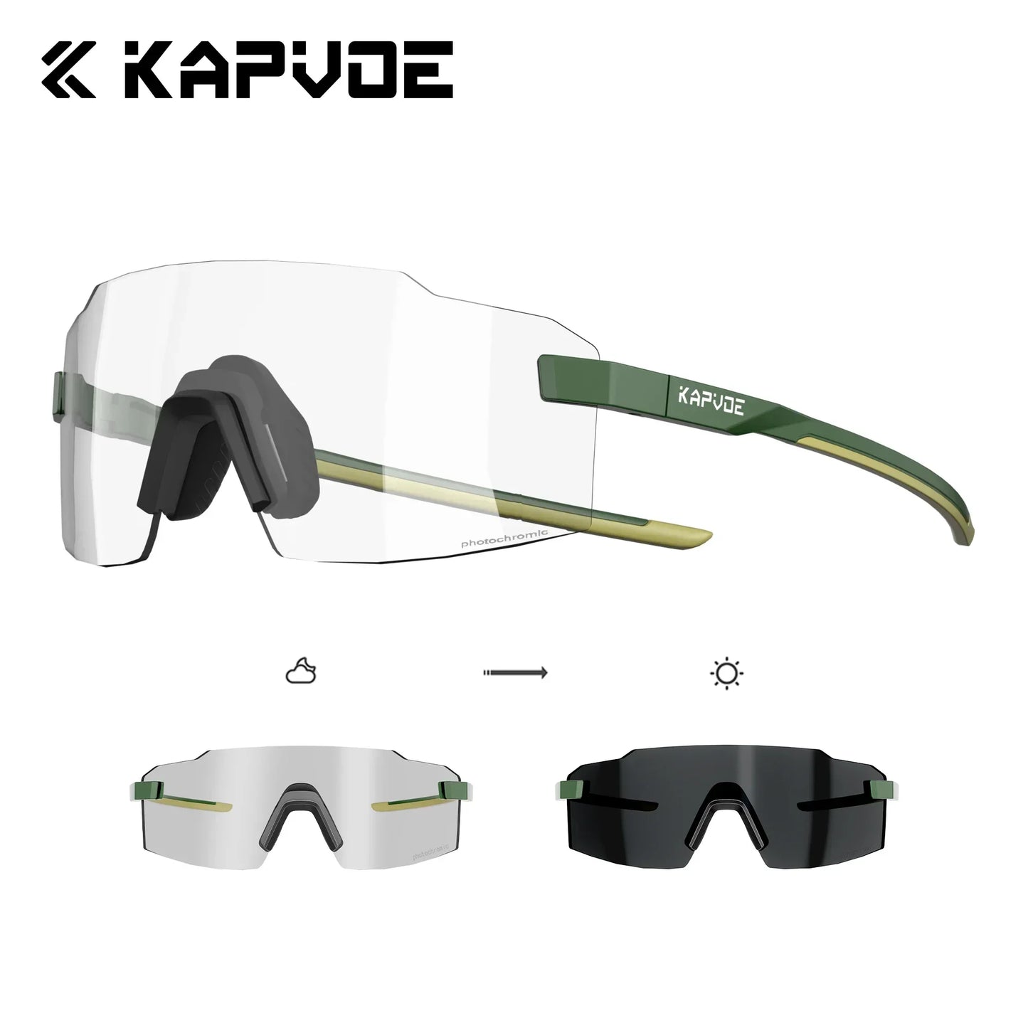 Kapvoe New Photochromic Sports Runnning Sunglasses Cycling Glasses Men Adjustable Nose Pad Women UV400 Hiking Bicycle Eyewear