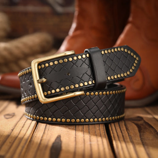 An alloy plate buckle PU material belt, suitable for both men and women, to create a personalized Western retro style