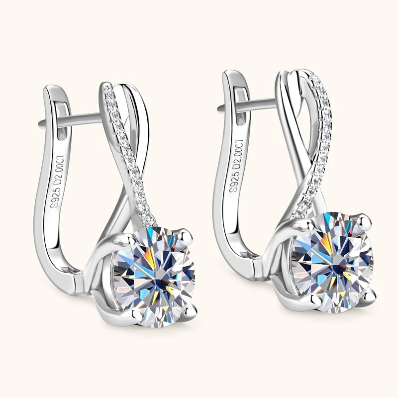 Lnngy ohrringe silber 925 Sterling Silver Hoop Earring GRA Certified 8MM 2ct Moissanite Infinity Earring For Women Daily Jewelry