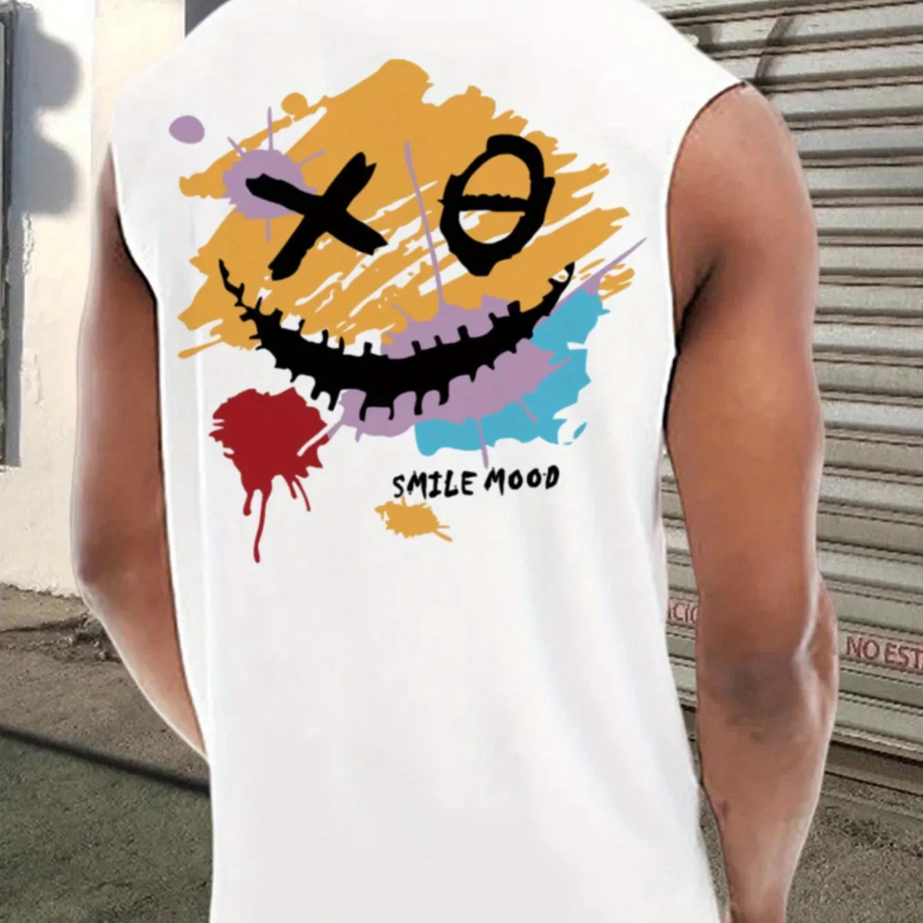😄 Men’s Summer Sleeveless Vest,XO Smiling Face Print | Loose Fit | Comfortable & Breathable | Casual & Travel
