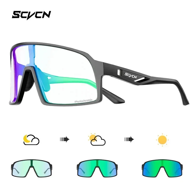 Scvcn Color Photochromic Sunglasses for Men Cycling GlassesWomen MTB Glasses Sports Hiking Running UV400 Lightweight Glasses