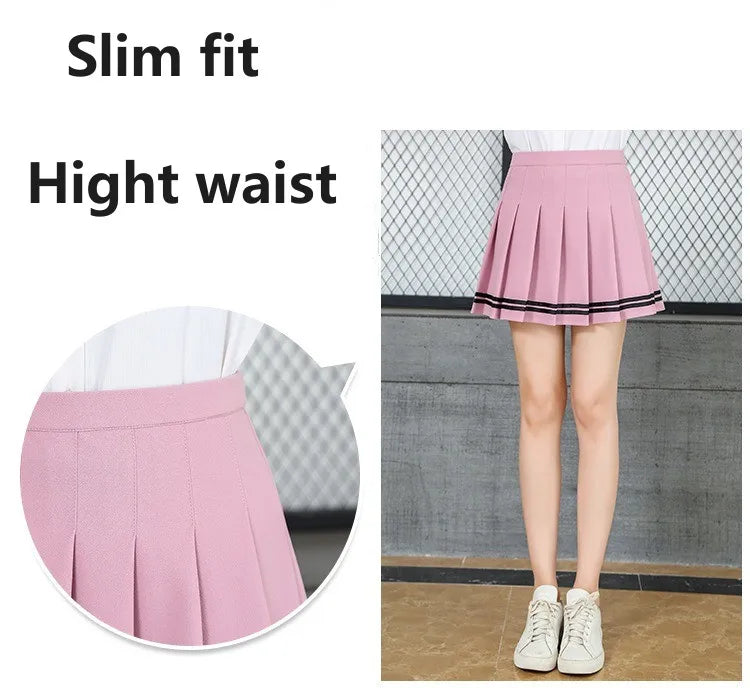 Preppy Girl Pleated Skirts Elastic Waist Summer Vintage Mini Skirts Korean Streetwear Spring Student Strips Designed Dance Skirt