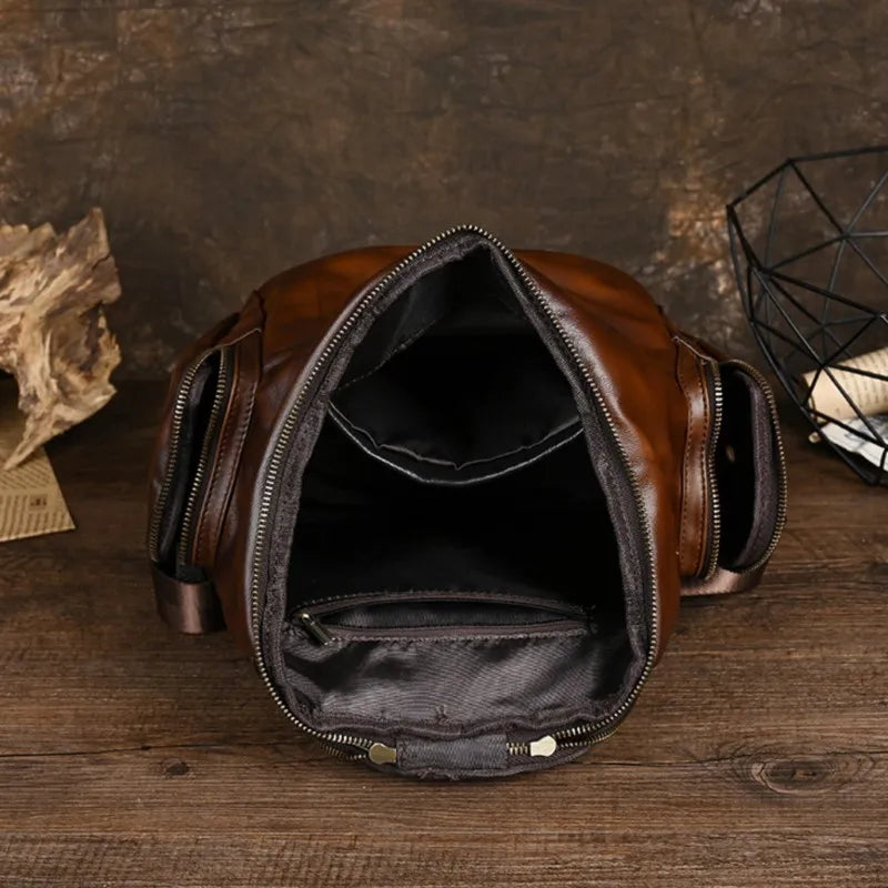 MOTAORA New Retro Cowhide Women's Backbag Genuine Leather Solid Color Handbag Large Capacity Soft Travel Schoolbag Shoulder Bag