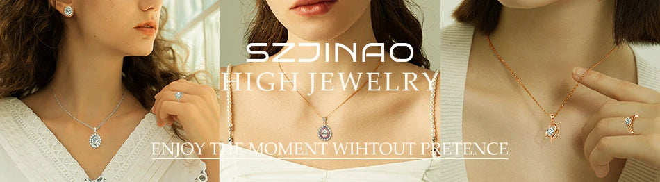 Classic Jewelry Sets for Women 18K Gold Plated Aquamarine Ring Earrings Pendant Silver 925 Anniversary Wedding Quality Gifts