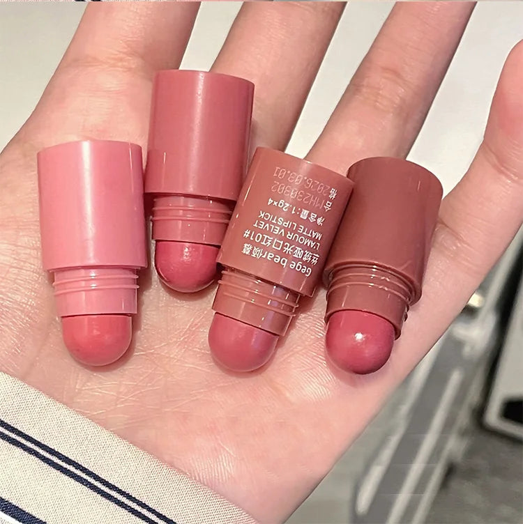 Gege Bear 4 in 1 Velvet Matte Crayon Lipstick Super Stay Makeup Pink Red Long Wear Waterpoof Non-Stick Cup Tiny Lip Stick
