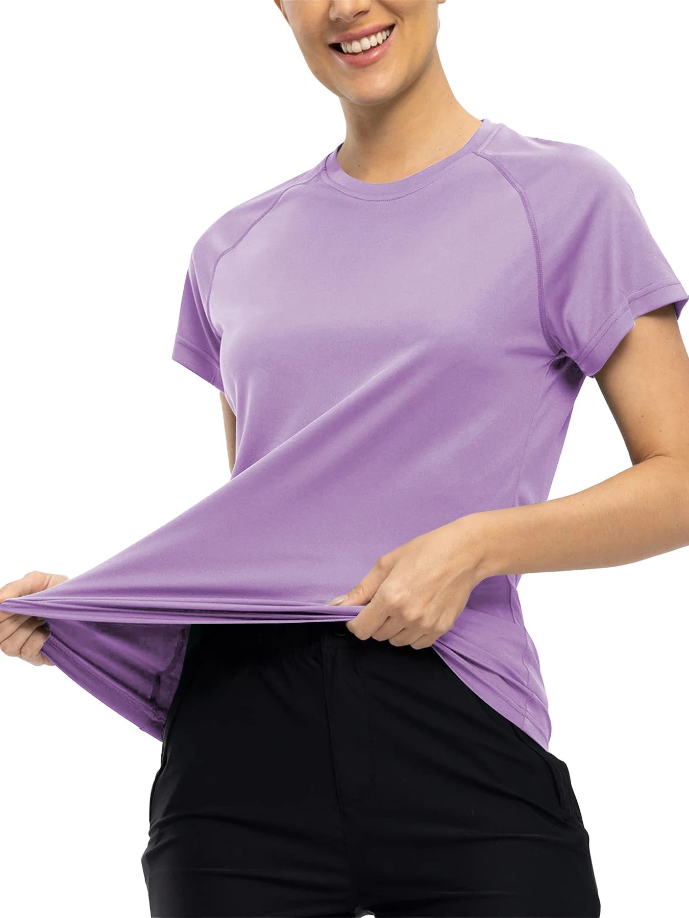 Women’s  Quick Dry Short Sleeve Resilience Gym Sports Moisture Wicking Round Neck T-Shirt Training Exercise Gym Sport Shirt